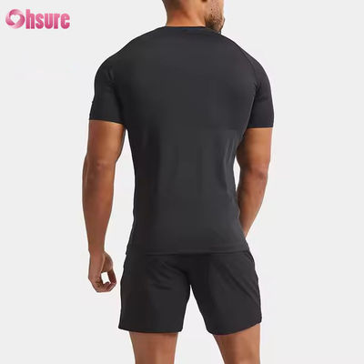 Aangepaste Polyester Spandex Lichtgewicht Slim Fit Raglan Mouw Snel Spier Training Top Gym T-shirt voor Heren