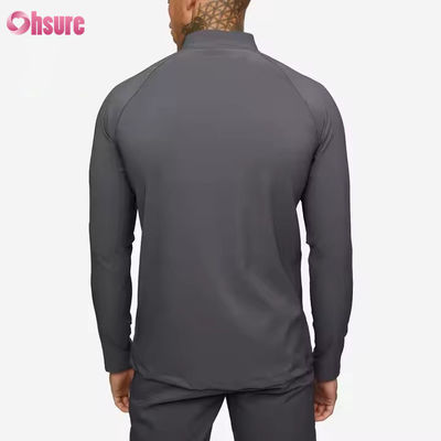 Op maat gemaakte actieve sportkleding Slim Fit 1/4 Quarter Zip Jogging Track Top Heren Compressie Gym Lange Mouw Shirt