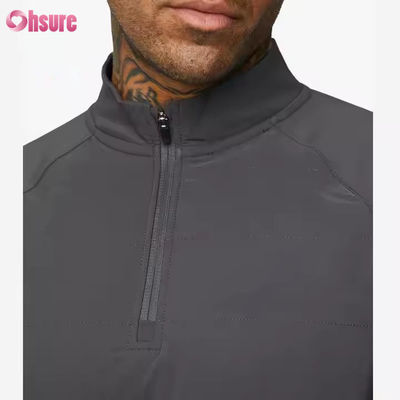 Op maat gemaakte actieve sportkleding Slim Fit 1/4 Quarter Zip Jogging Track Top Heren Compressie Gym Lange Mouw Shirt