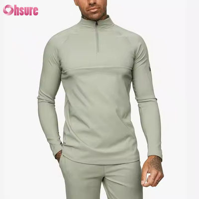 Op maat gemaakte actieve sportkleding Slim Fit 1/4 Quarter Zip Jogging Track Top Heren Compressie Gym Lange Mouw Shirt
