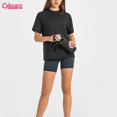 Groothandel Custom Logo Quick Dry Breathable Jacquard Sport T-shirts Fitness Kortmouw Yoga Top Vrouwen Kort Lengte Gym T-shirts