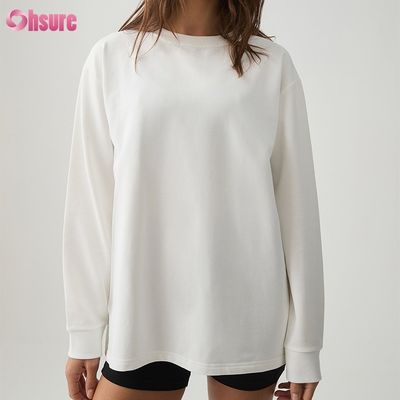 Dames T-shirt met lange mouwen Custom Dubbelzijdig O-hals Blanco Effen Cropped Top Gekruiste Onderkant Atletisch Spandex