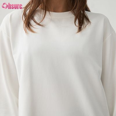 Dames T-shirt met lange mouwen Custom Dubbelzijdig O-hals Blanco Effen Cropped Top Gekruiste Onderkant Atletisch Spandex