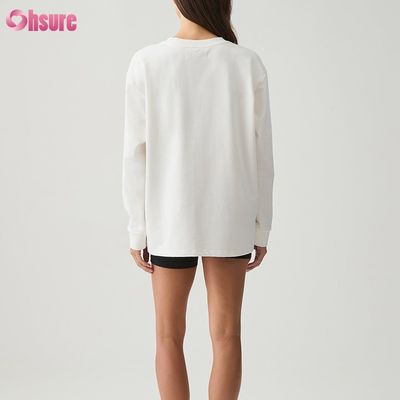 Dames T-shirt met lange mouwen Custom Dubbelzijdig O-hals Blanco Effen Cropped Top Gekruiste Onderkant Atletisch Spandex