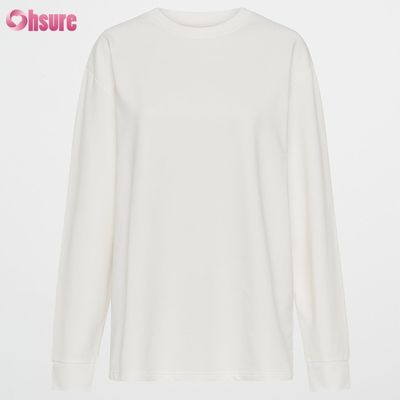 Dames T-shirt met lange mouwen Custom Dubbelzijdig O-hals Blanco Effen Cropped Top Gekruiste Onderkant Atletisch Spandex