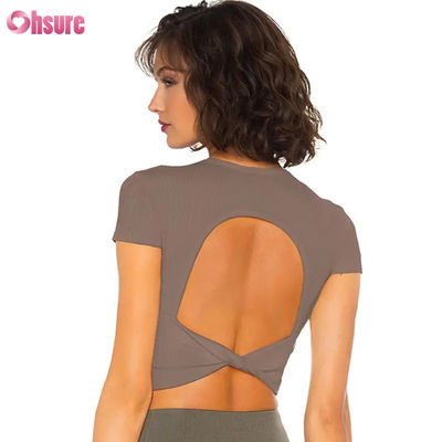 Ademende Sneldrogende Naaktgevoel Hoge Elastische Mooie Rug Dames Sport T-shirt Fitness Workout Hardloop Shirts voor Vrouwen
