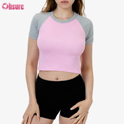 Premium dames 100% katoen gesneden sport top rekbaar gebreide mouw ademend casual top met aangepaste logo optie