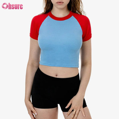 Premium dames 100% katoen gesneden sport top rekbaar gebreide mouw ademend casual top met aangepaste logo optie
