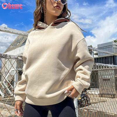 Op maat gemaakte Franse badstof hoodies van hoge kwaliteit voor dames, streetwear, hoogwaardige essentials, drop shoulder geborduurde hoodie