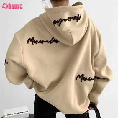 Custom Pattern Vrouwen Oversize Pullover Hoodie Borduurbrief Print Vintage Style Raglan mouwen voor de herfst Lazy Casual Wear