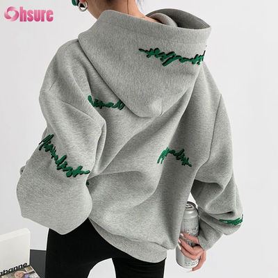 Custom Pattern Vrouwen Oversize Pullover Hoodie Borduurbrief Print Vintage Style Raglan mouwen voor de herfst Lazy Casual Wear