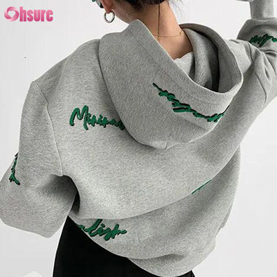 Custom Pattern Vrouwen Oversize Pullover Hoodie Borduurbrief Print Vintage Style Raglan mouwen voor de herfst Lazy Casual Wear
