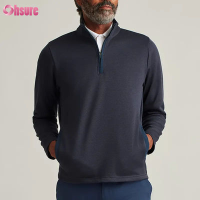 Mensen Custom Plus Size Quarter Zip Pullover High Quality Nylon Sport Hoodie met borduurwerk Solid Half Zip Design voor de winter