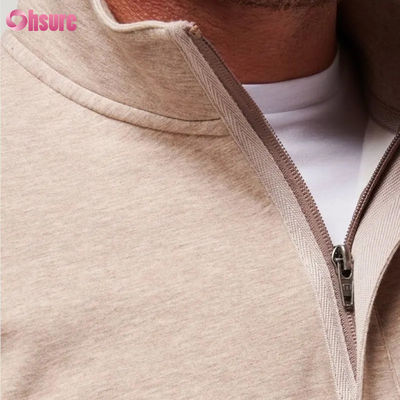 Heren hoogwaardige slim fit golfpullover met warme kwartrits lange mouw fleece in aangepaste logo effen zachte kleur voor de winter