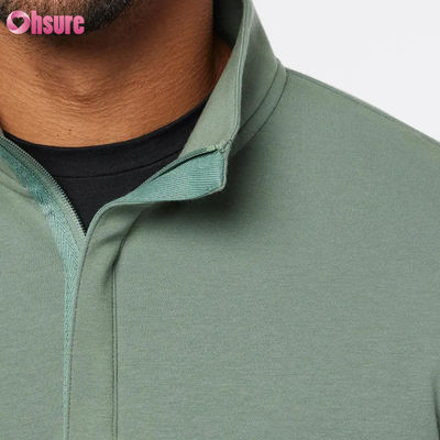 Heren hoogwaardige slim fit golfpullover met warme kwartrits lange mouw fleece in aangepaste logo effen zachte kleur voor de winter