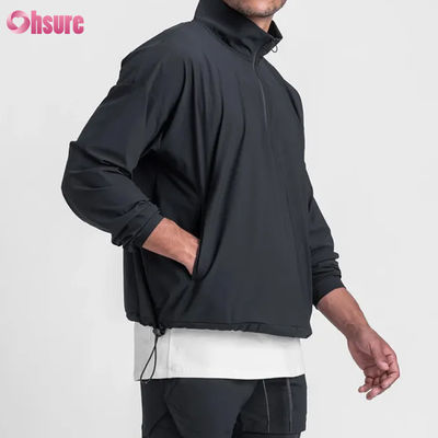 Hoogwaardige Dames Dames Zipper Waterdichte Ademloze geweven jas met verstelbare onderkant Half Zip Design Mock Neck voor de winter