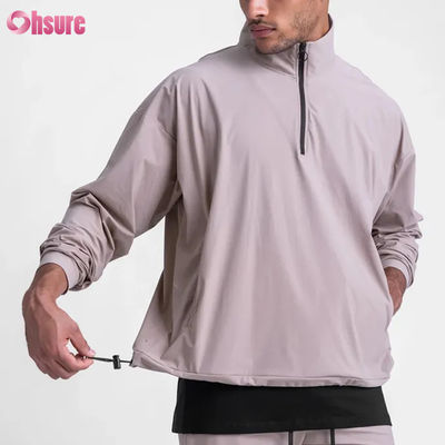 Hoogwaardige Dames Dames Zipper Waterdichte Ademloze geweven jas met verstelbare onderkant Half Zip Design Mock Neck voor de winter