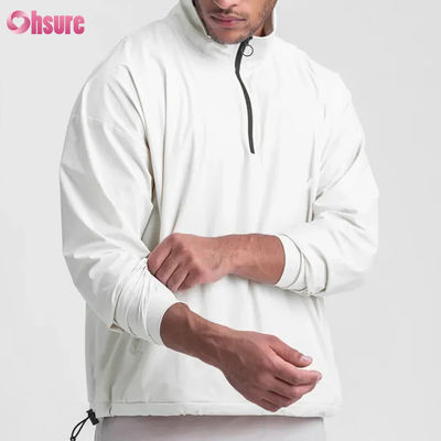 Hoogwaardige Dames Dames Zipper Waterdichte Ademloze geweven jas met verstelbare onderkant Half Zip Design Mock Neck voor de winter