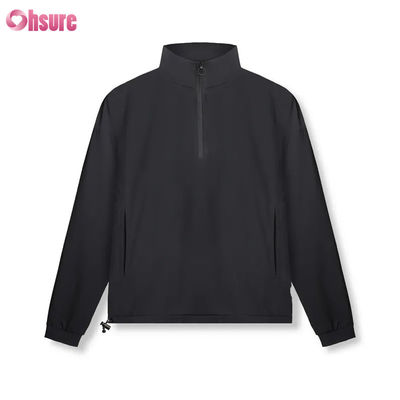 Hoogwaardige Dames Dames Zipper Waterdichte Ademloze geweven jas met verstelbare onderkant Half Zip Design Mock Neck voor de winter