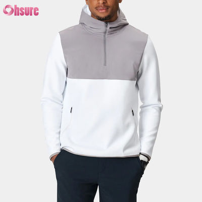 Heren sporttrui met hoge kwaliteit polyester, halve ritssluiting, waterdicht en lichtgewicht, effen patroon