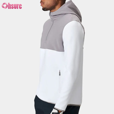 Heren sporttrui met hoge kwaliteit polyester, halve ritssluiting, waterdicht en lichtgewicht, effen patroon