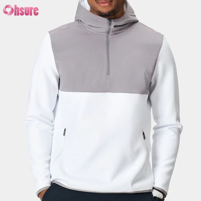 Heren sporttrui met hoge kwaliteit polyester, halve ritssluiting, waterdicht en lichtgewicht, effen patroon