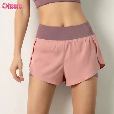 Hoogwaardige workoutbroek voor vrouwen 2 in 1 Lichte sneldrogende sportschool Athletic Training Yoga Short met telefoonzak ademend