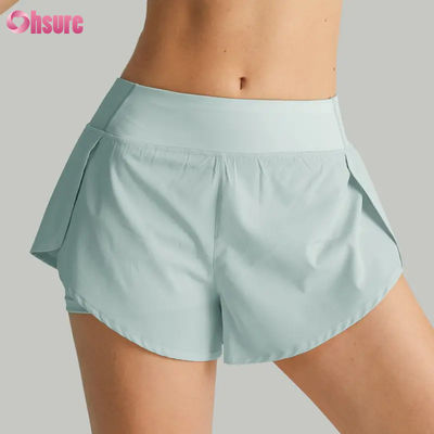 Hoogwaardige workoutbroek voor vrouwen 2 in 1 Lichte sneldrogende sportschool Athletic Training Yoga Short met telefoonzak ademend