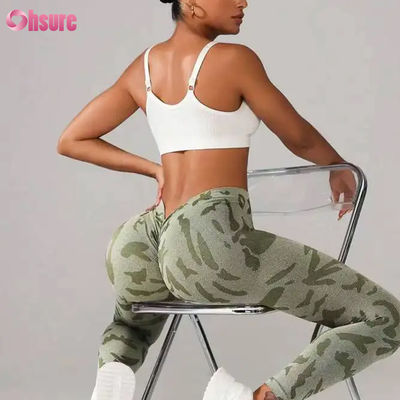Dames Hoge Taille Naadloze Camouflage Print Leggings V Taille Push Broek voor Casual Sport Workout Elastische Taille Fitness Legging