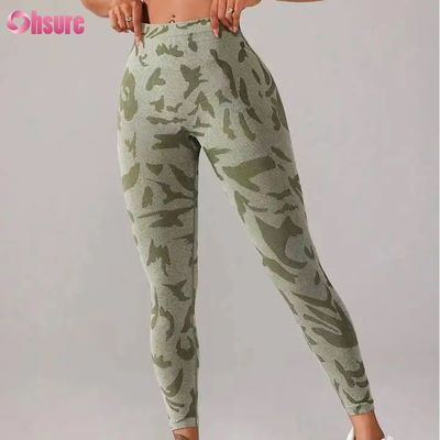 Dames Hoge Taille Naadloze Camouflage Print Leggings V Taille Push Broek voor Casual Sport Workout Elastische Taille Fitness Legging
