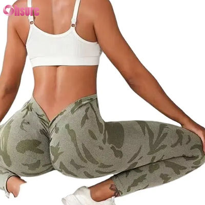 Dames Hoge Taille Naadloze Camouflage Print Leggings V Taille Push Broek voor Casual Sport Workout Elastische Taille Fitness Legging