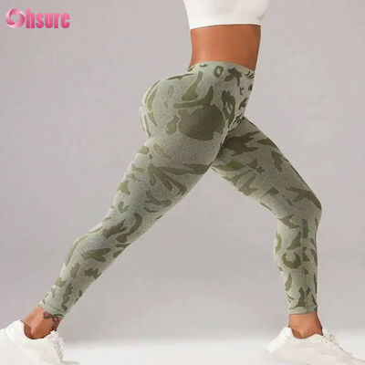 Dames Hoge Taille Naadloze Camouflage Print Leggings V Taille Push Broek voor Casual Sport Workout Elastische Taille Fitness Legging
