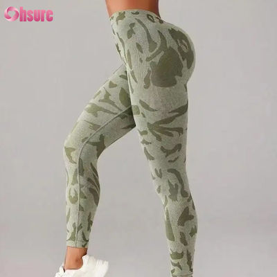 Dames Hoge Taille Naadloze Camouflage Print Leggings V Taille Push Broek voor Casual Sport Workout Elastische Taille Fitness Legging