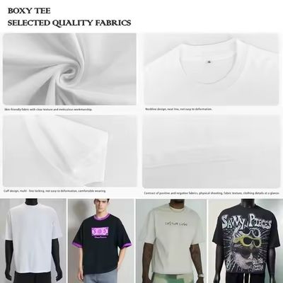 250-300gm Drop Shoulder Graphic Heavyweight T-shirt Luxe Blank Heavy Cotton Streetwear Boxy Oversized Mensen Custom T-shirt