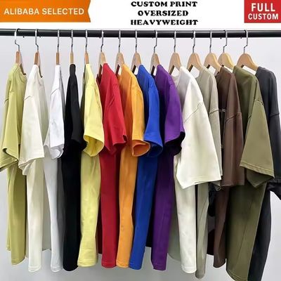 250-300gm Drop Shoulder Graphic Heavyweight T-shirt Luxe Blank Heavy Cotton Streetwear Boxy Oversized Mensen Custom T-shirt