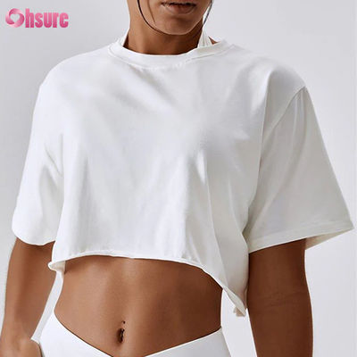 OEM Custom Oversized Crop Top Vrouwen T-Shirt High Elastic Crop Top Tshirt Wit Crop Tops voor vrouwen