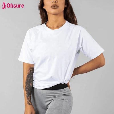 Witte T-shirt ademend katoen spandex loose fit workout gym draag Custom sport T-shirts topkwaliteit blank meisje vrouwen casual