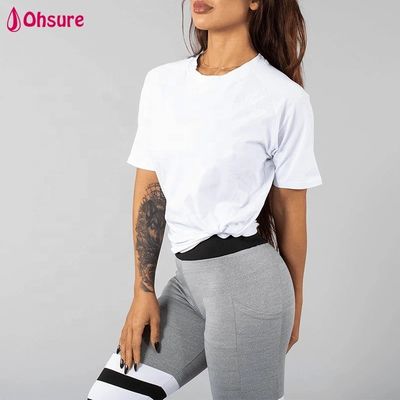 Witte T-shirt ademend katoen spandex loose fit workout gym draag Custom sport T-shirts topkwaliteit blank meisje vrouwen casual