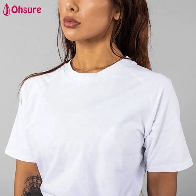 Witte T-shirt ademend katoen spandex loose fit workout gym draag Custom sport T-shirts topkwaliteit blank meisje vrouwen casual