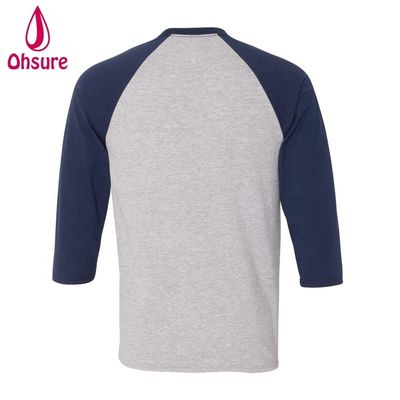 Drie kwart mouwen Fitness T-shirt Cotton Tops Casual T-shirts O-Neck Mensen T-shirt Twee kleuren patchwork Sport T-shirt