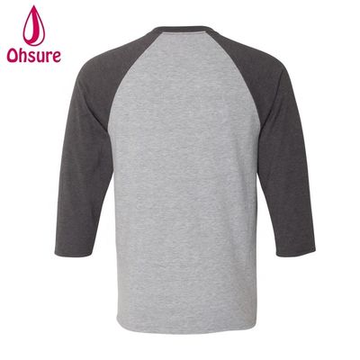 Drie kwart mouwen Fitness T-shirt Cotton Tops Casual T-shirts O-Neck Mensen T-shirt Twee kleuren patchwork Sport T-shirt