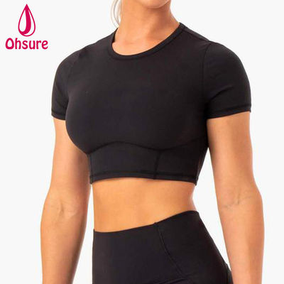 2-delige Tops Aansluitende T-shirt Dames Fitness Gym Yoga Cropped Dames T-shirt Groothandel Custom Logo Zacht Sneldrogend Sport 50-100 stuks