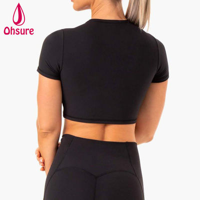2-delige Tops Aansluitende T-shirt Dames Fitness Gym Yoga Cropped Dames T-shirt Groothandel Custom Logo Zacht Sneldrogend Sport 50-100 stuks