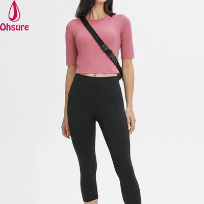 Running Wear Elbow Sleeves T-shirts Dames Top Ronde Nek Slim Fit Snel Droog Vocht Wicking Sport Casual Gedrukt voor vrouwen