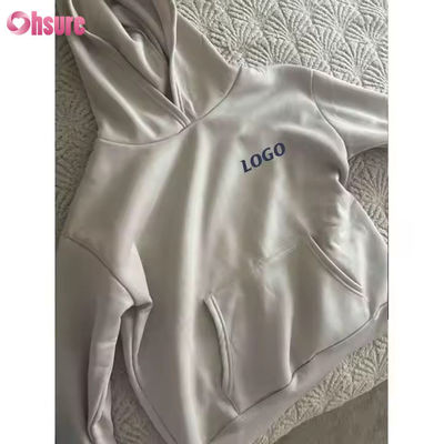 F240140 Custom Korte Sets Tweedelige Set Dames Lange Mouw Effen Hoodie Sweatpak en Gymshorts Set Lente Kleding voor Vrouwen