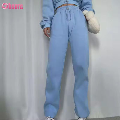 OEM Hoge Kwaliteit Fleece Katoenen Sweatpants en Hoodies Set Outdoor Cropped Hoodie Top Tweedelige Set Dameskleding