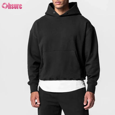 Hot Selling Heren Oversized Sport Hoodie 100% Katoen Basic Effen Lange Mouwen Trui Sweatshirt Zak Winter Basic Jersey
