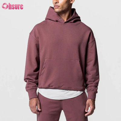 Hot Selling Heren Oversized Sport Hoodie 100% Katoen Basic Effen Lange Mouwen Trui Sweatshirt Zak Winter Basic Jersey