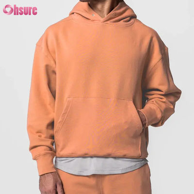 Hot Selling Heren Oversized Sport Hoodie 100% Katoen Basic Effen Lange Mouwen Trui Sweatshirt Zak Winter Basic Jersey