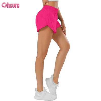 Mode Vrouwen Sneldrogende Design met Trekkoord Sport Shorts met Ritszak Gym Fitness Yoga Shorts
